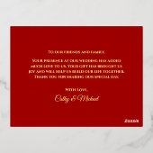 Carte de remerciements chinois floral or rouge (Verso)