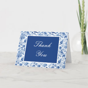 Carte De Remerciements Chinoiserie Baby shower des oiseaux et fleurs bleu