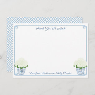 Carte De Remerciements Chinoiserie Chic Blanc Hydrangeas Baby shower garç
