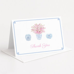 Carte De Remerciements Chinoiserie Chic Ciel Bleu Et Rose Baby Shower De 