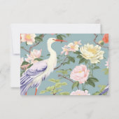 Carte De Remerciements Chinoiserie Jade Fleur Egret Personnalisé (Dos)