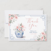 Carte De Remerciements Chinoiserie rose pâle Baby shower de pot de gingem (Devant)