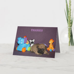 Carte De Remerciements chiot bouledogue français