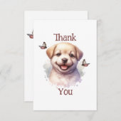 Carte De Remerciements Chiot et papillons (Devant / Derrière)