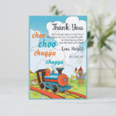 Carte De Remerciements Cho Choo Train Kids Jote Train Ticket Anniversaire (Debout devant)
