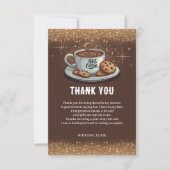 Carte De Remerciements Chocolat Chaud Pailleté d'Or Baby Shower d'Hiver (Devant)