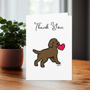 Carte De Remerciements Chocolat Labrador Chiot avec un coeur