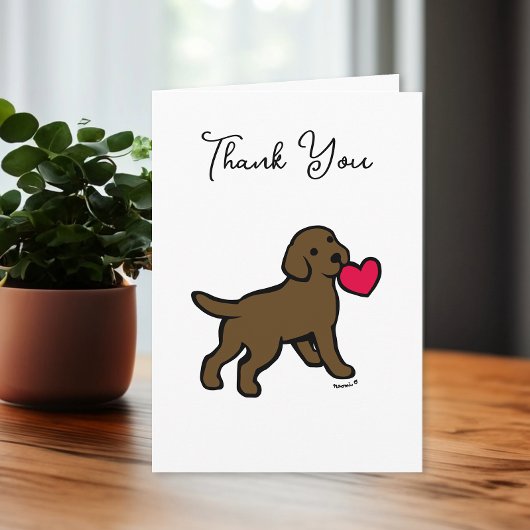Carte De Remerciements Chocolat Labrador Chiot avec un coeur