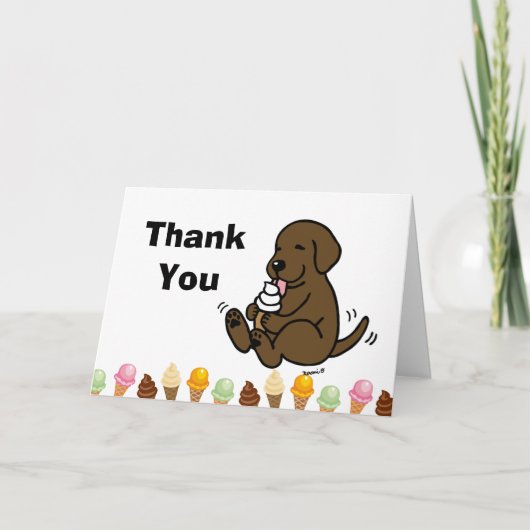 Carte De Remerciements Chocolat Labrador Licking Glace Creme (Devant)