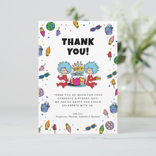 Carte De Remerciements Chose Un Chose Deux | Jumeaux Anniversaire Confett (Debout devant)