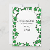 Carte De Remerciements Chouette avec Ivy (Dos)