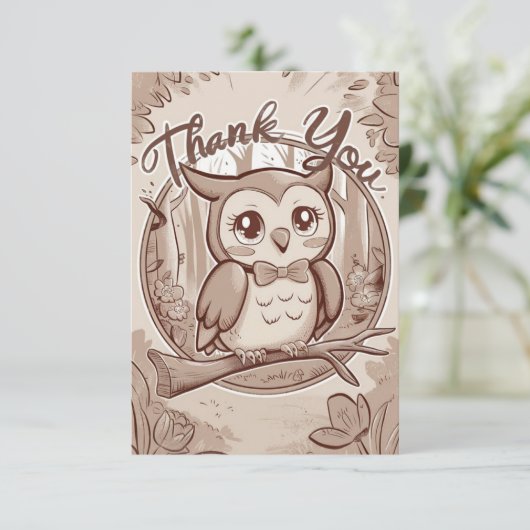 Carte De Remerciements Chouette de Boho colorée (Debout devant)