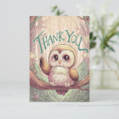 Carte De Remerciements Chouette de charme simple (Debout devant)