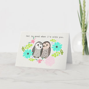 Carte De Remerciements Chouette de hibou amour Anniversaire Valentine Cou