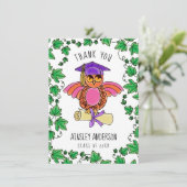 Carte De Remerciements Chouette de remise de diplôme avec du lierre (Debout devant)