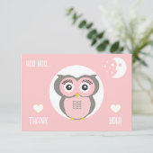 Carte De Remerciements Chouette géométrique stylisée pourpre (Debout devant)