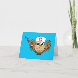 Carte De Remerciements Chouette infirmière mignonne avec dessin à la seri