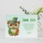 Carte De Remerciements Chouette mignonne dans un chapeau vert (Debout devant)