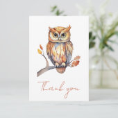 Carte De Remerciements Chouette personnalisée (Debout devant)