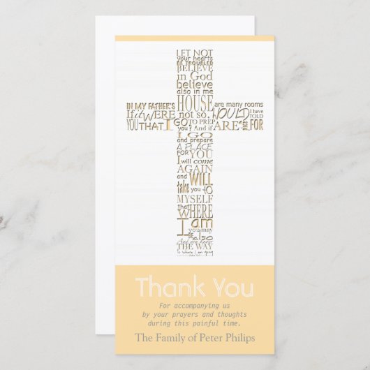 Carte de remerciements chrétien de sympathie de (Devant / Derrière)