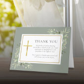 Carte De Remerciements Christian Funeral Watercolor Green