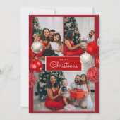 Carte De Remerciements Christmas Card – Red Bow, 4 Photo, Personalized (Devant)