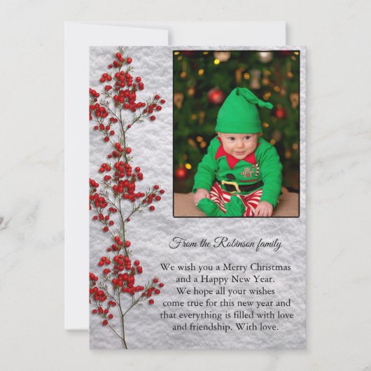 Carte De Remerciements Christmas Card With a Smiling and Happy Baby. (Devant)