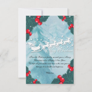 Carte De Remerciements Christmas Card With Santa's Reindeer