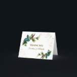 Carte De Remerciements Christmas Evergreen Red Berry Winter Wedding<br><div class="desc">Elegant Christmas Wedding thank you card depicts simple watercolor evergreen branches adorned with holly leaves,  red berries and gold splashes. The inside of the card is blank for a personalized thank you note. Good choice for winter and Christmas weddings.*</div>