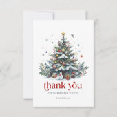 Carte De Remerciements Christmas Tree Red Retro Typography (Devant)