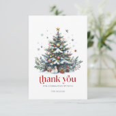 Carte De Remerciements Christmas Tree Red Retro Typography (Debout devant)