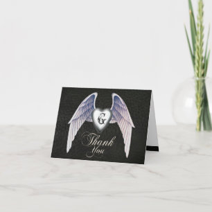 Carte De Remerciements Chrome & Faux Leather Heart Thank You Card