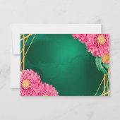 Carte De Remerciements Chrysanthèmes rose Mariage géométrique or (Dos)