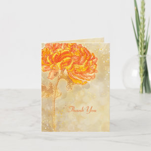 Carte De Remerciements Chrysanthemum Orange Floral Wedding Thank