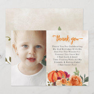 Carte De Remerciements Chute Burnt Orange Citrouille Patch Anniversaire