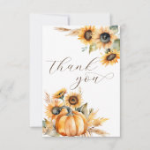 Carte De Remerciements Chute d'amour boho citrouille tournesol douche nup (Devant)