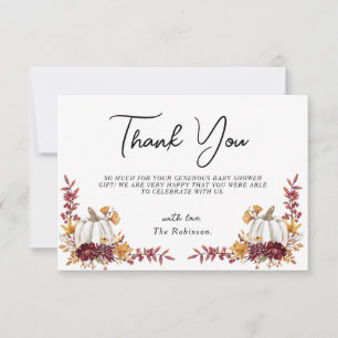 Carte De Remerciements Chute en amour Blanc Citrouille Tank You Baby show