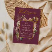 Carte De Remerciements Chute En Amour Bourgogne Floral Élégant Baby showe