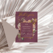 Carte De Remerciements Chute En Amour Bourgogne Floral Élégant Baby showe