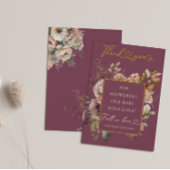 Carte De Remerciements Chute En Amour Bourgogne Floral Élégant Baby showe