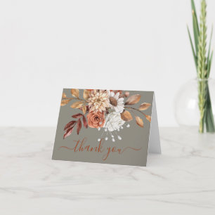 Carte De Remerciements Chute Florale Gris