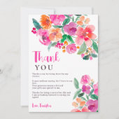 Carte De Remerciements Chute rose vif chatoyant floral script nuptiale do (Devant)