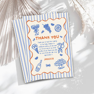 Carte De Remerciements Ciao Baby Lemon Italien Baby Shower Dessiné à la M