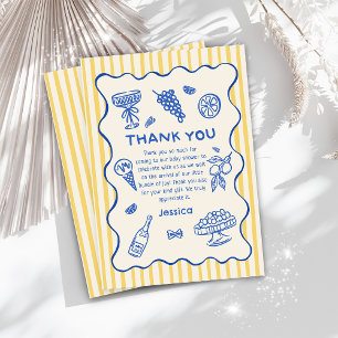Carte De Remerciements Ciao Baby Lemon Italien Main Tirée Baby shower