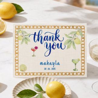 Carte De Remerciements Ciao Bella Mariage Lemon Shower Dessiné à la Main