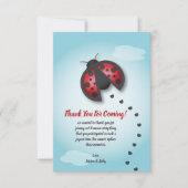 Carte De Remerciements Ciel bleu et rouge Petite coccinelle est en route (Devant)