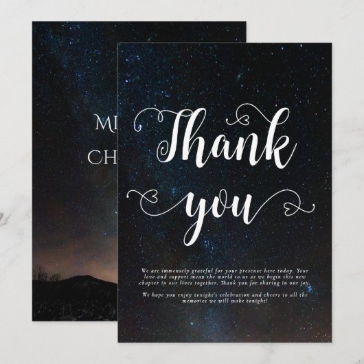 Carte De Remerciements Ciel nocturne mariage sous les étoiles (Devant / Derrière)