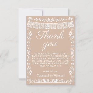 Carte De Remerciements Cielito Lindo Beige Papel Picado Baby Shower