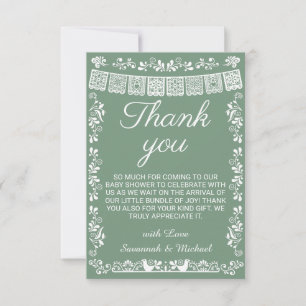 Carte De Remerciements Cielito Lindo Vert Sauge Baby Shower Papier Découp