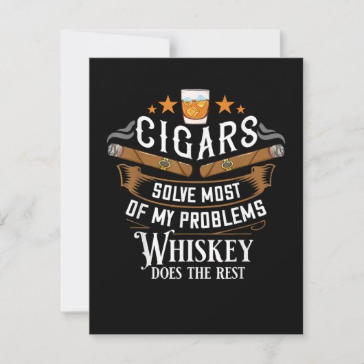 Carte De Remerciements Cigars Solve Most Of My Problems Whiskey (Devant)